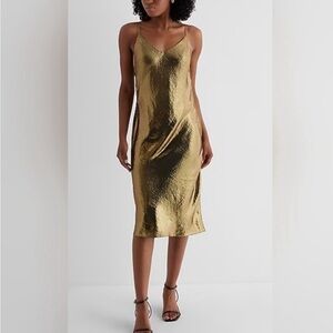 Express Downtown Metallic Cami Midi Dress - Size M